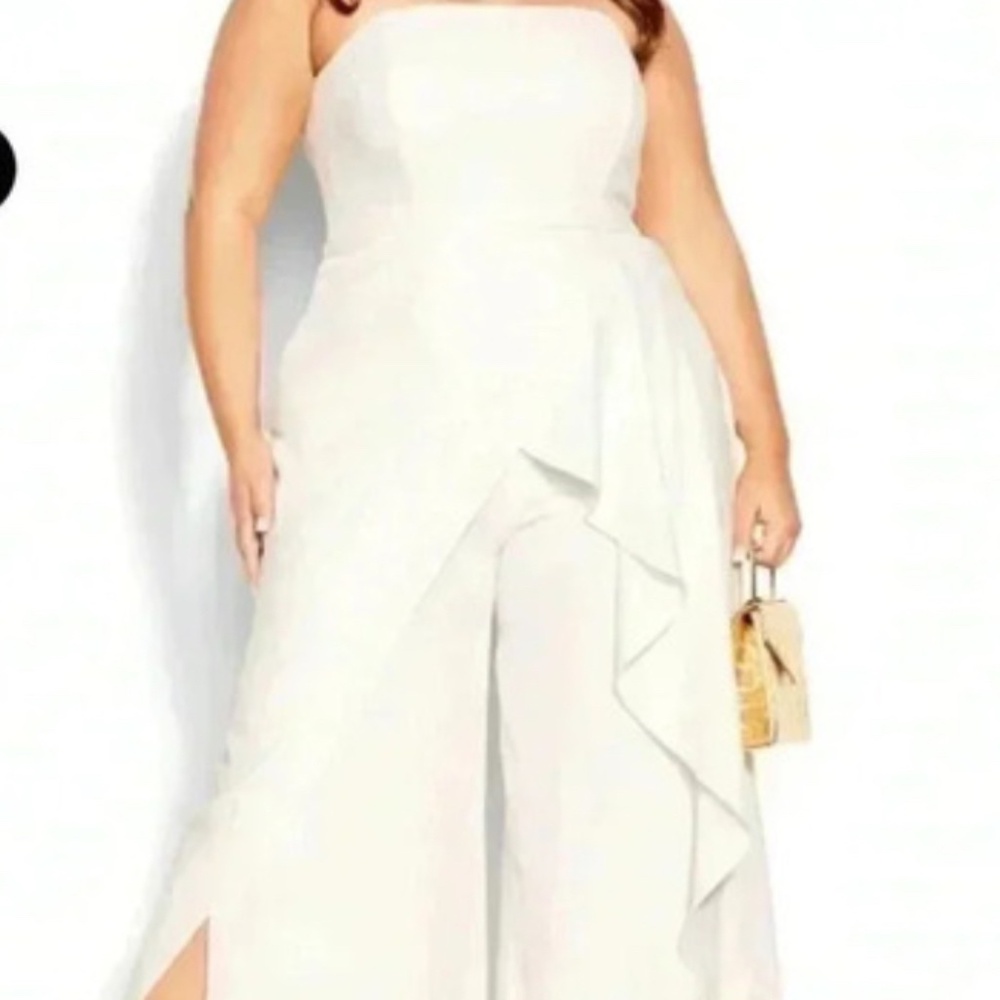 NWT City Chic Attract Jumpsuit Ivory Sz XXL (24)